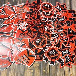 5for$10 Orange & Black 90 Graduation Confetti Table Top Decoration Party Supply